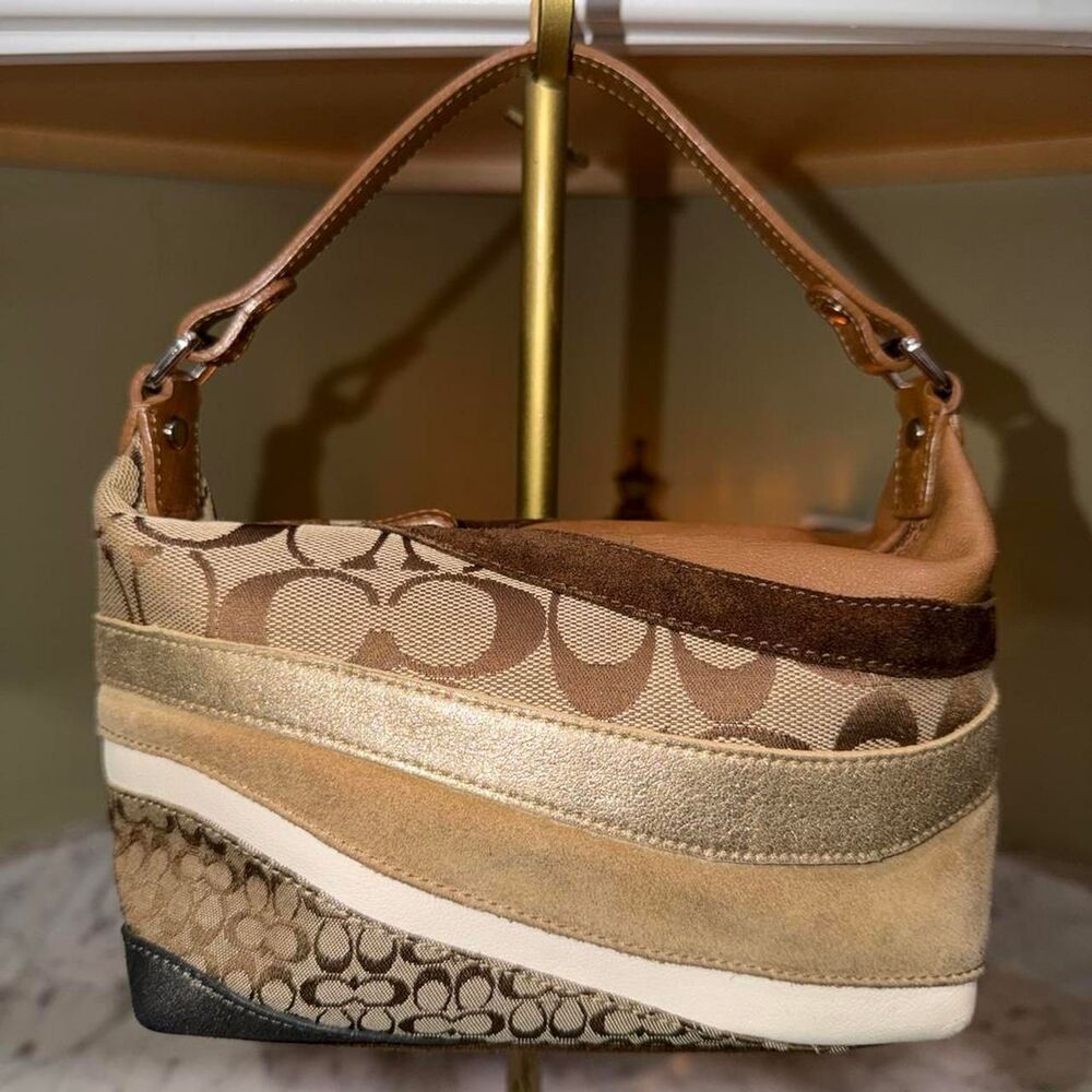 rare vintage coach wave patchwork shoulder bag